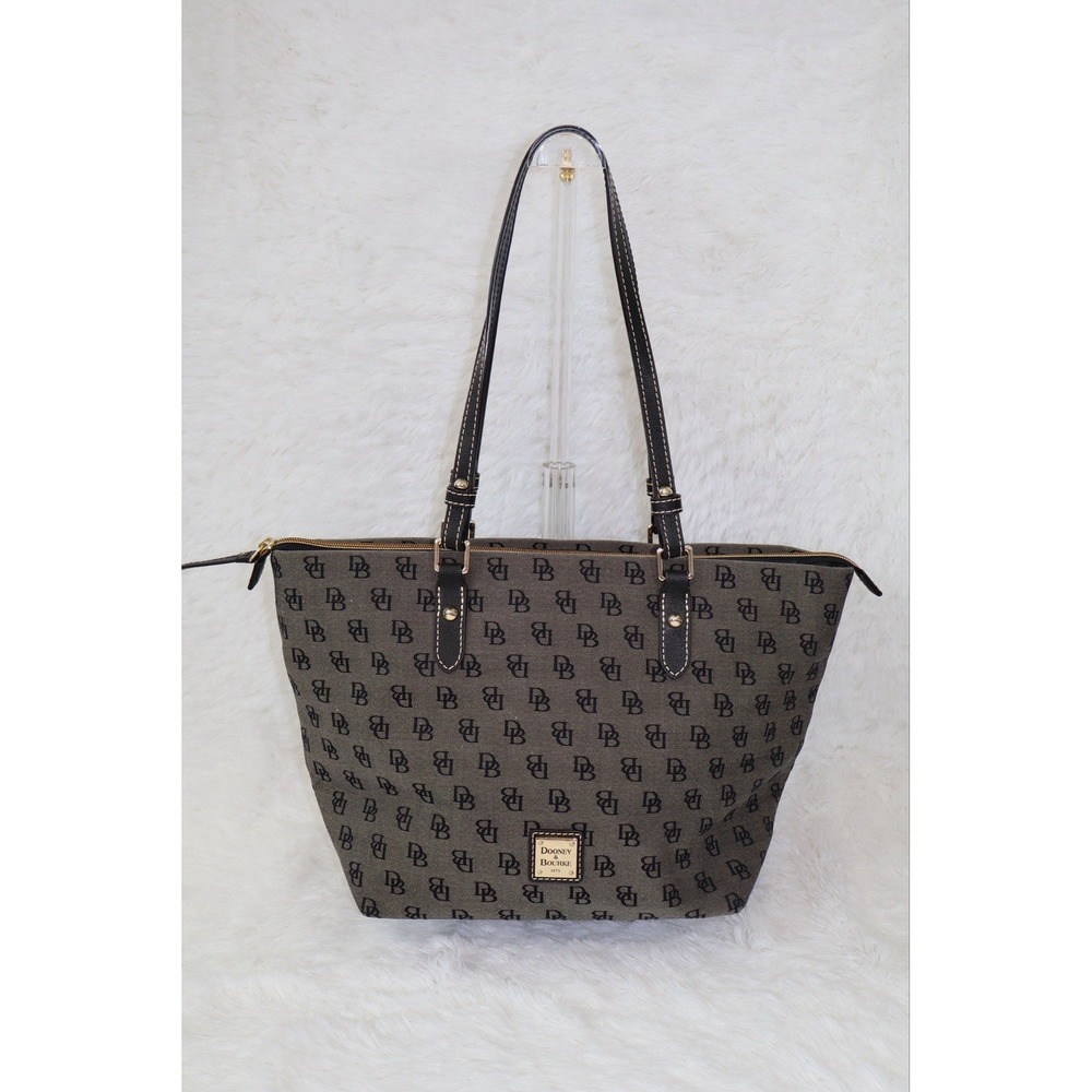 Dooney and Bourke Gretta Small Leisure Shopper Tote Charcoal Black Monogram